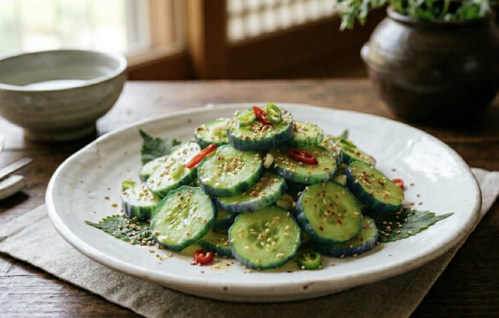 A therapeutic temple-style cucumber salad, perfect for managing vasculitis and colorectal cancer recovery