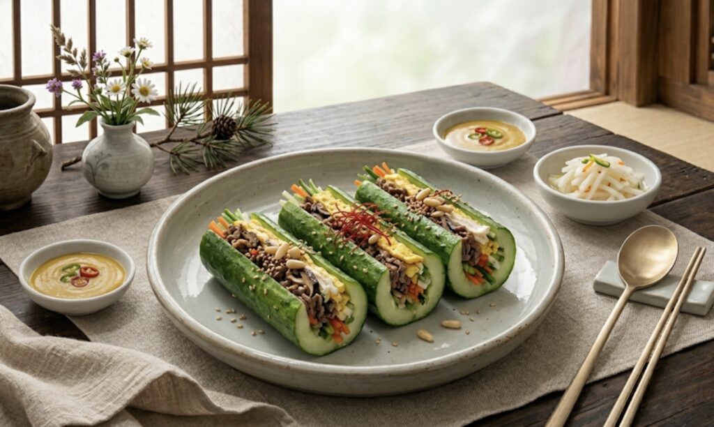 Oiseon (Stuffed Cucumber), which is good for blood circulation and intestinal health