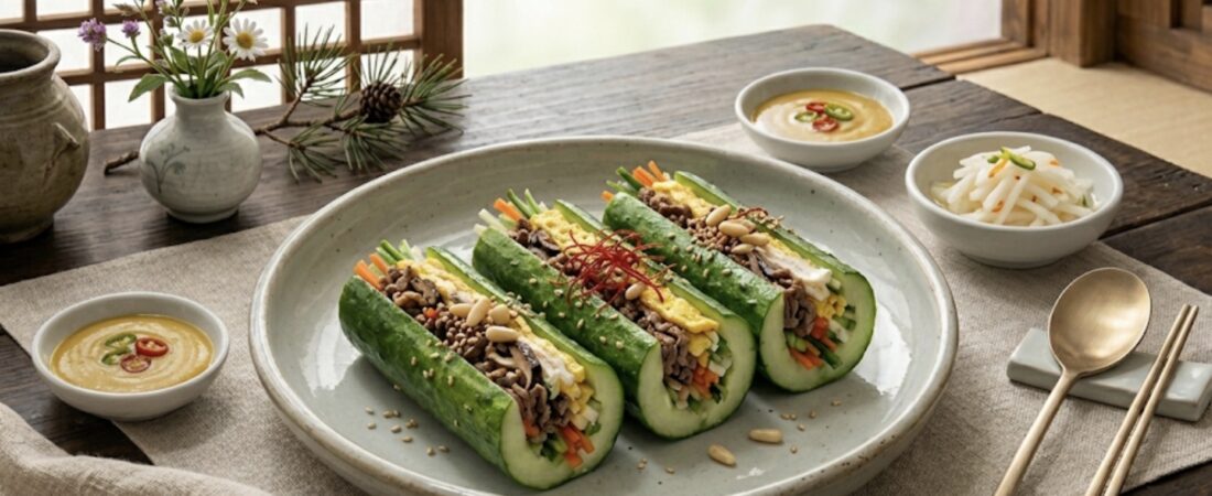 Traditional Korean Temple-Style ‘Oee-Seon’ (Steamed Cucumber) for Colorectal Cancer Recovery